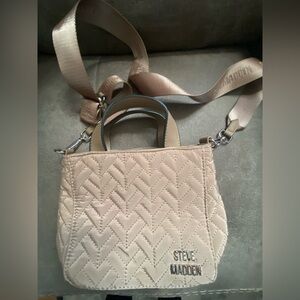 Steve Madden Beige Quilted Crossbody Bag